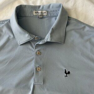 Peter Millar Men's Large Blue Striped Golf Polo